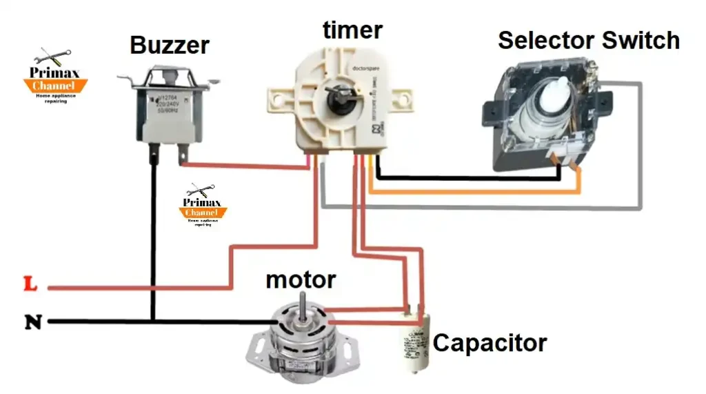 7-wire washing machine timer Connection  Diagram