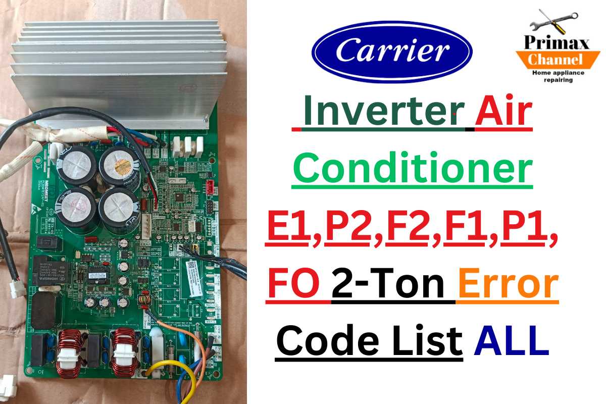 Carrier Inverter Air Conditioner E1,P2,F2,F1,P1,FO 2-Ton Error Code List