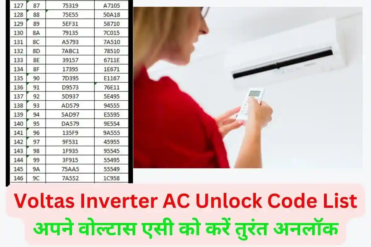 Voltas Inverter AC Unlock Code List